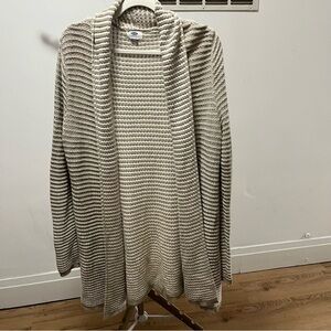 Old Navy Knit Open Front Cardigan Tan and White size Medium
